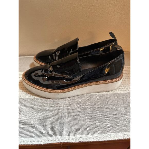 Vince Sanders Black Patent Leather Platform Slip-on Loafers Size 5.5 EUR 35.5 - Picture 3 of 7